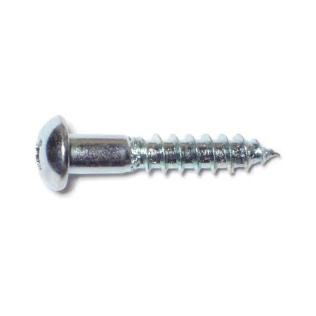Midwest Fastener Wood Screw, #10, 1 in, Zinc Plated Steel Round Head Phillips Drive, 30 PK 61807
